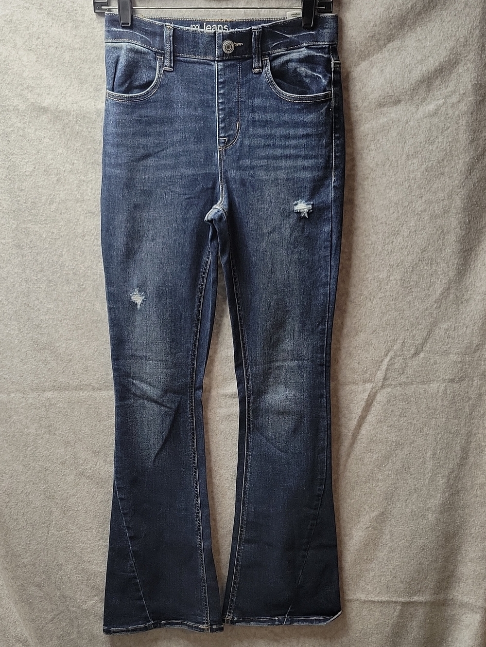 Women’s Dark Blue Distressed Flare Jeans